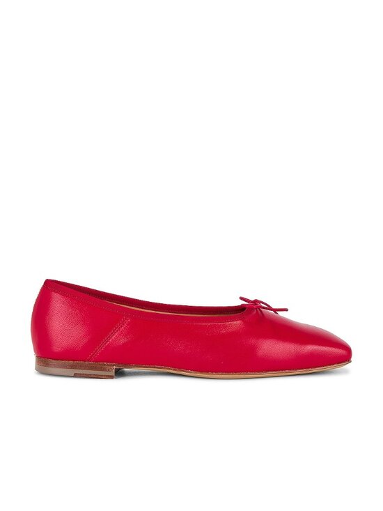 Mansur Gavriel Shoes - Mansur Gavriel Square Toe Ballerina Flat in Poppy red ballet leather shoe